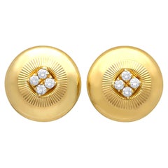 Vintage French Diamond and Yellow Gold Earrings, circa 1960