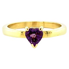 Heart Shaped Amethyst Stackable Ring in 18k Yellow Gold