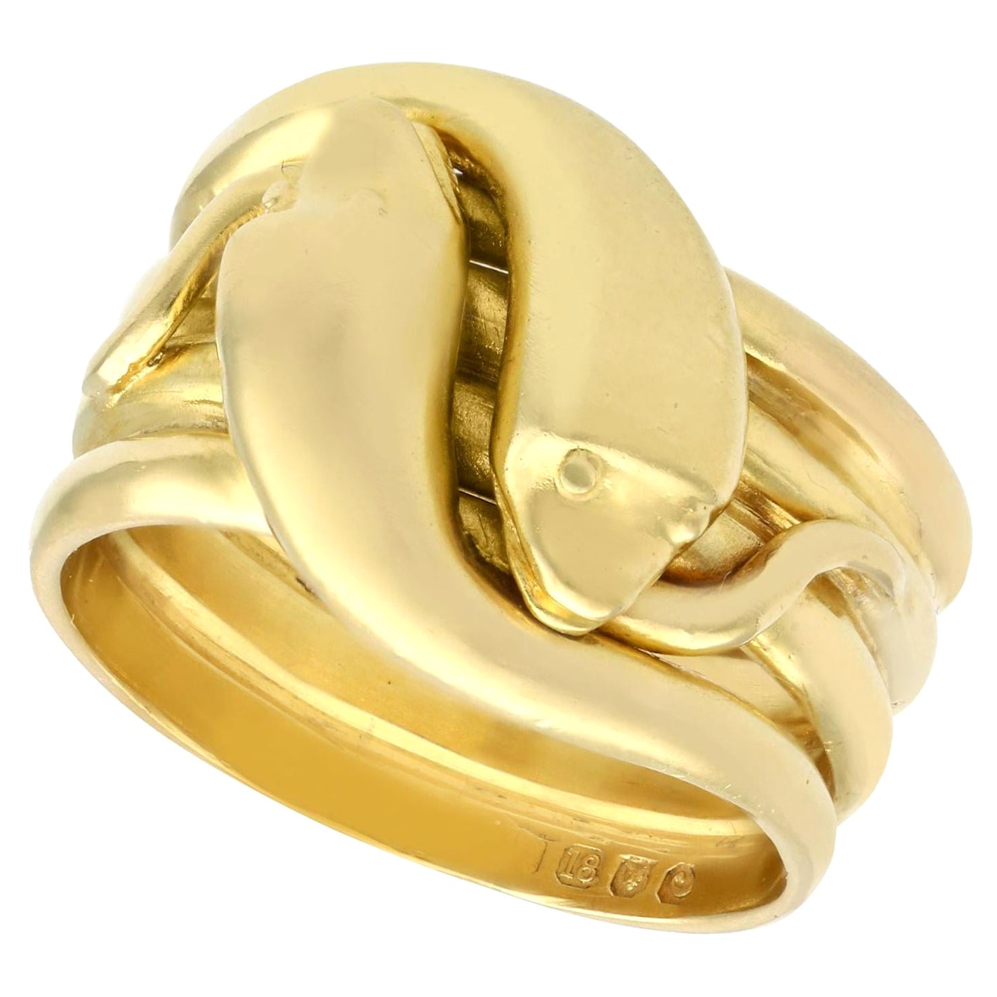 Bague victorienne ancienne en or jaune représentant un serpent en vente