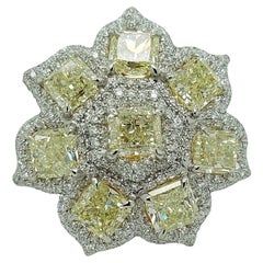 Platin & 18 kt Roségold, 8,49 Karat ausgefallene gelbe Diamanten und 1,74 Karat Ring