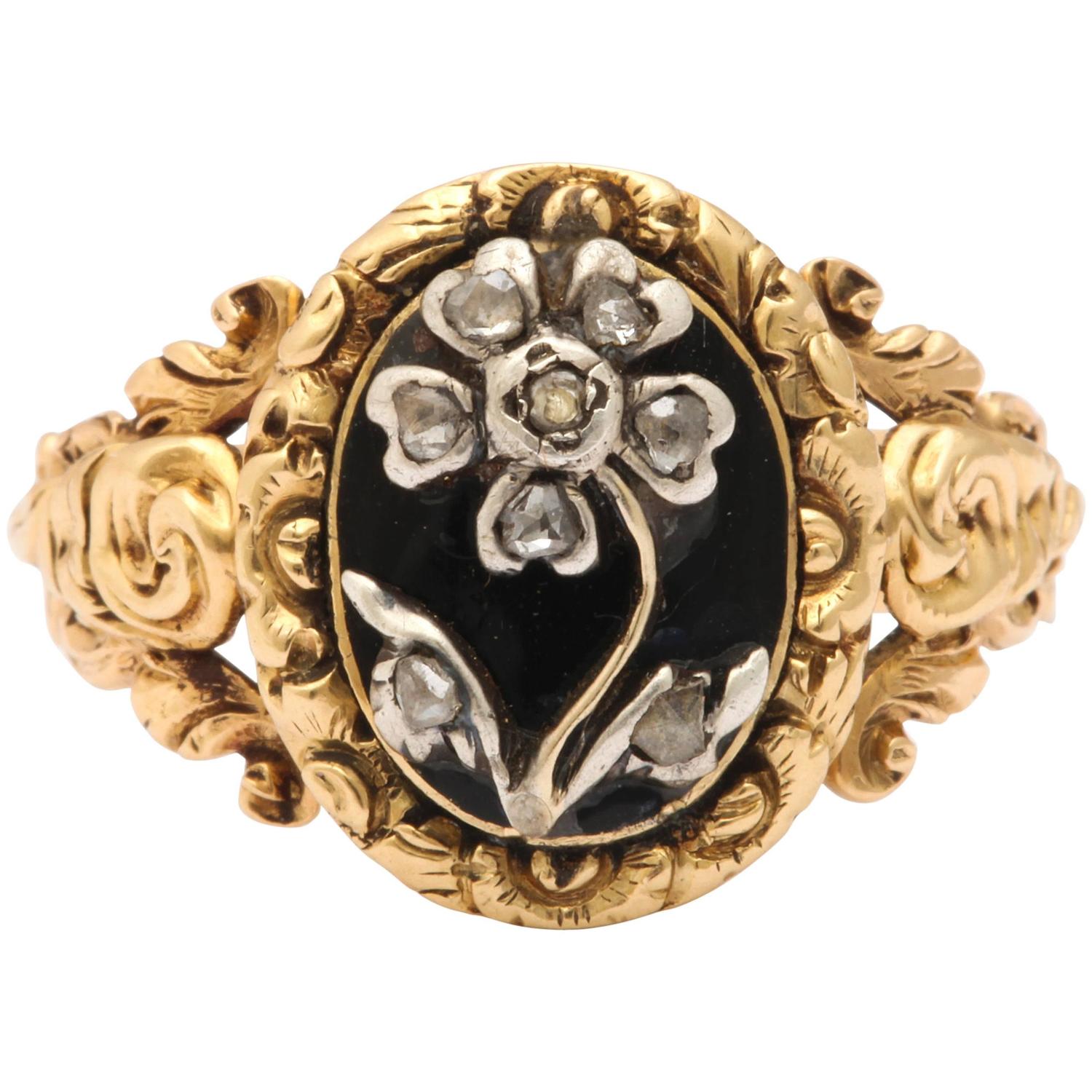 Regency Diamond Gold Pansy Ring Symbolises Affection For Sale at 1stdibs