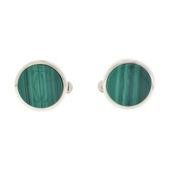 Cartier Double C Silver Malachite Cufflinks