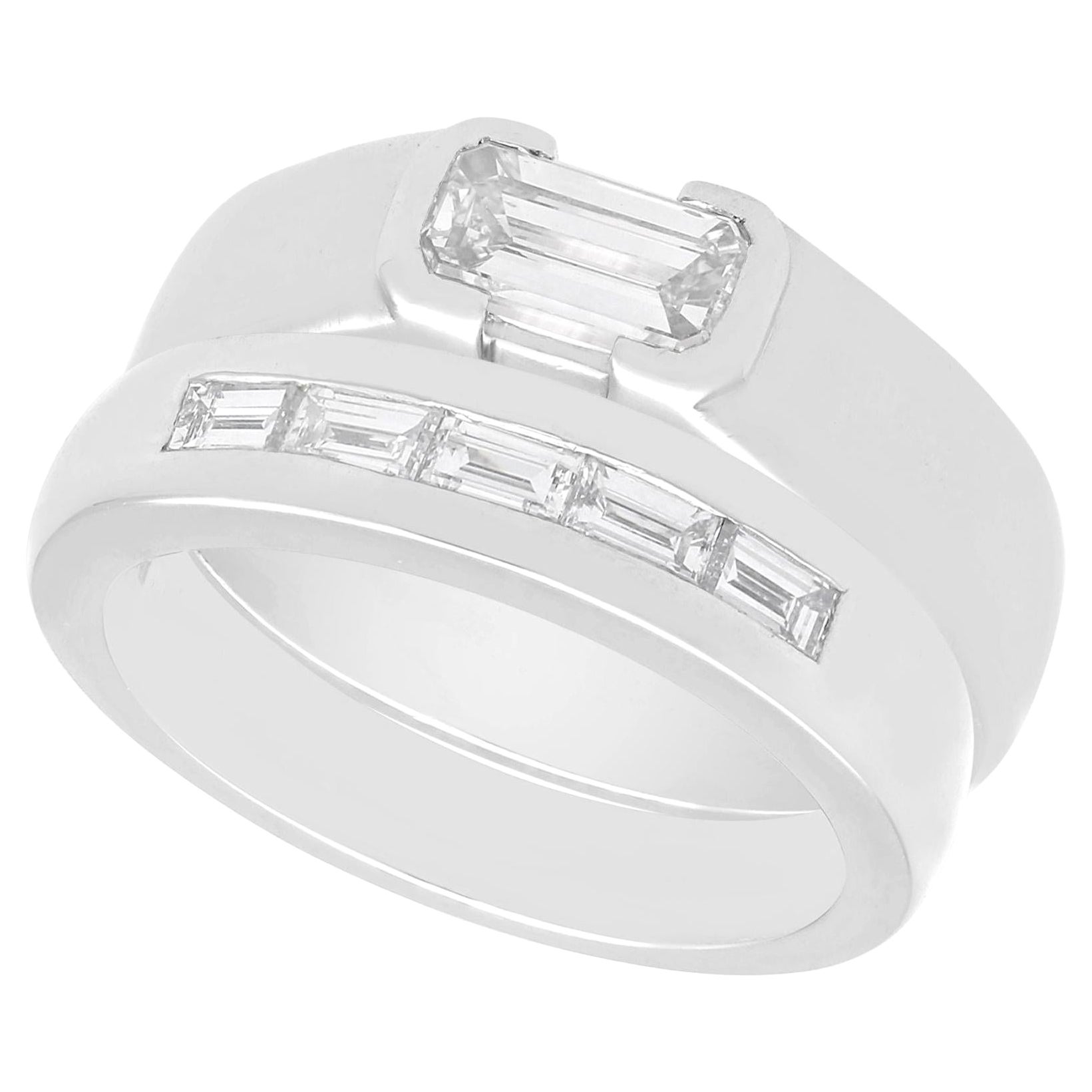 CARTIER Platinum Wedding Band w/ 1.46ct Total Diamond Size 49 at 1stDibs