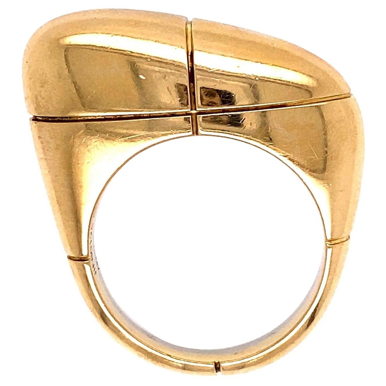 Mid-Century Modern Fred Signed 2-Tone Gold Dome Bean Ring Estate Fine Jewelry For Sale