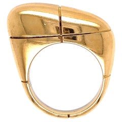 Retro Mid-Century Modern Fred Signed 2-Tone Gold Dome Bean Ring Estate Fine Jewelry
