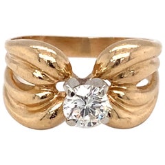 0.48 Carat Diamond Engagement Ring, 14 Karat Yellow Gold