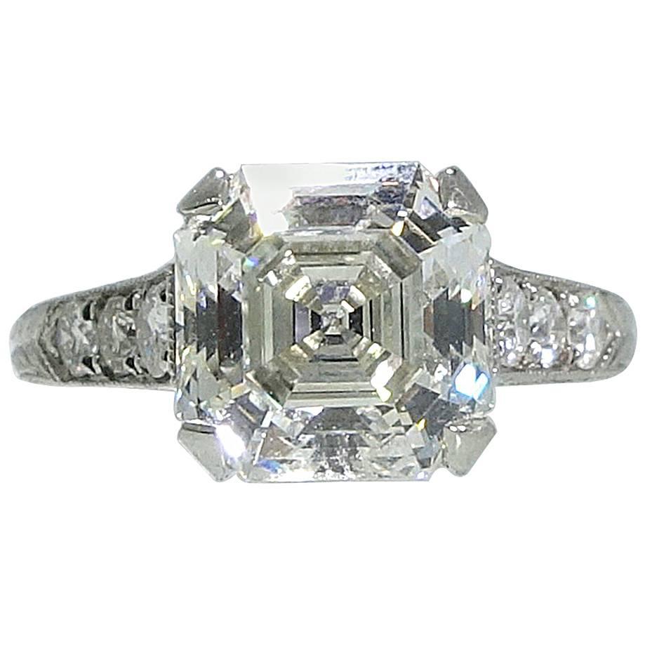 4.19 Carat Royal Asscher Cut Diamond Platinum Ring