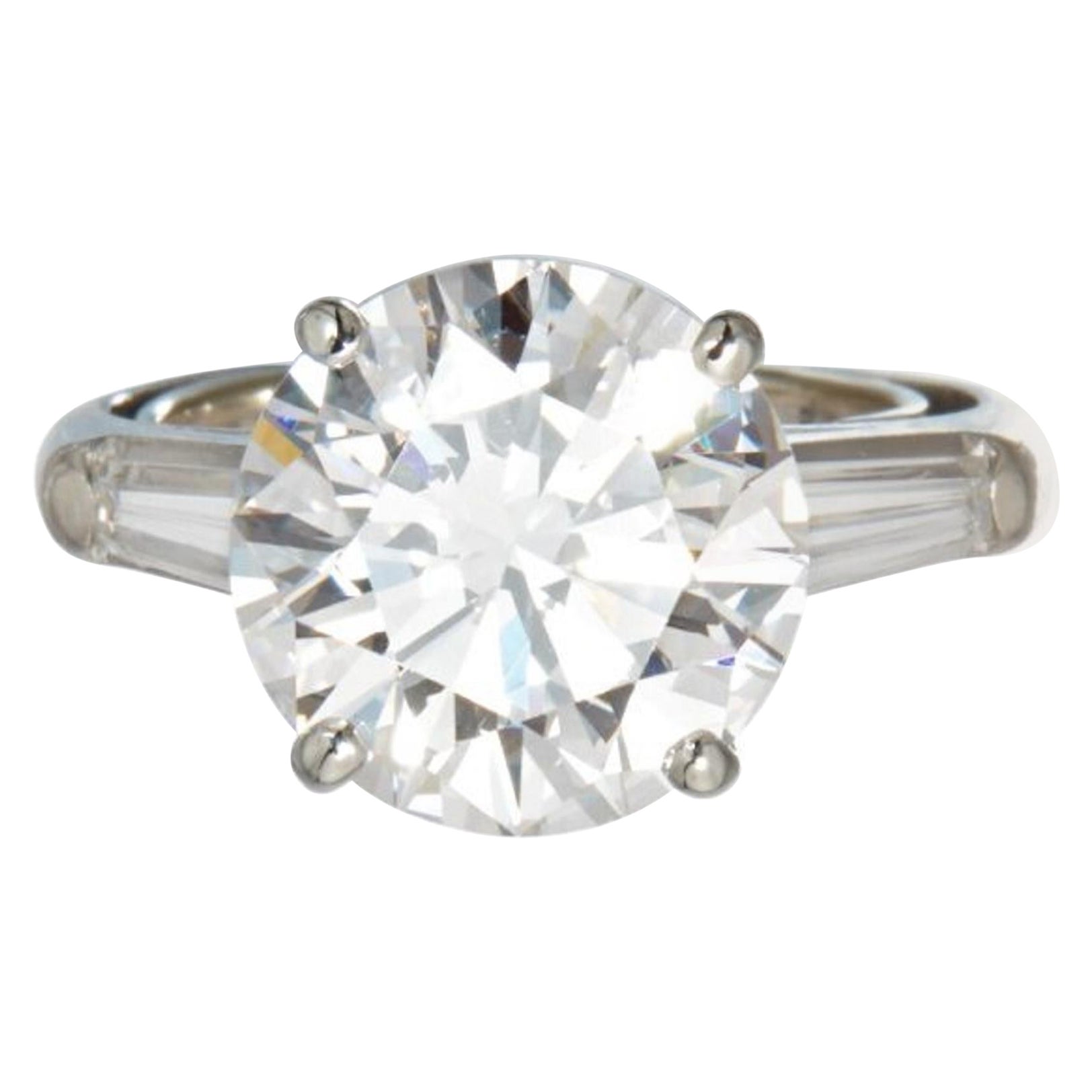 GIA Certified 3.80 Carat Round Brilliant Cut Diamond Platinum Ring