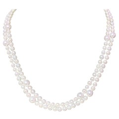 Akoya Pearl Necklace 14k Yellow Gold 37.25" 8.5 Mm Certified