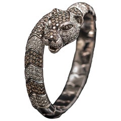 Leo Pizzo Fancy Brown Diamond Panther Animalia Armspange Weißgold Italien