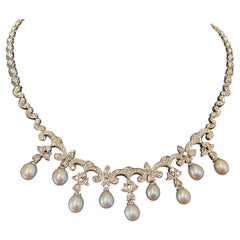 14 KT Perlen- und Diamant-Halskette