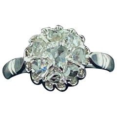 Retro 0.50 Carat Rose Cut Diamond Ring in 14 Karat White Gold