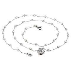 PANIM 18K White Gold Diamond Beads & Diamond Illusions Hexagon Necklace