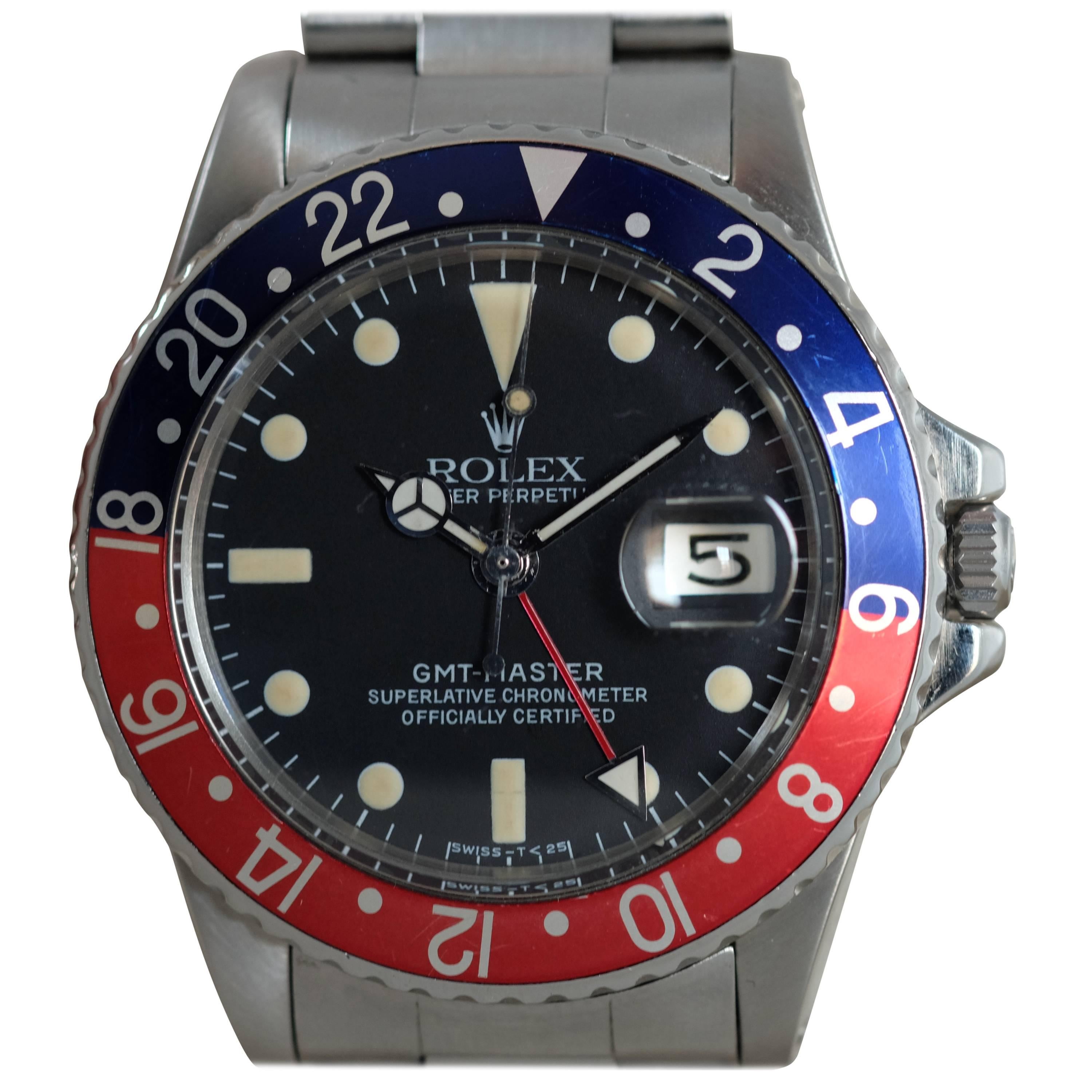 Rolex Stainless Steel GMT-Master Chronometer Wristwatch Ref 1675