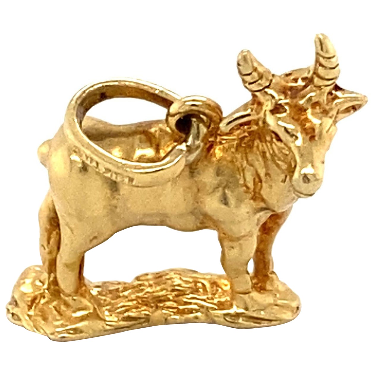 1950s Goat Charm set in 18 Karat Yellow Gold  For Sale