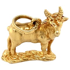 Vintage 1950s Goat Charm set in 18 Karat Yellow Gold 