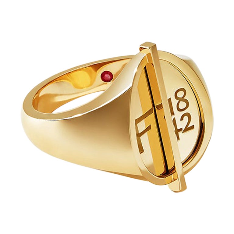 For Sale:  Fabergé 1842 Yellow Gold Egg Signet Ring