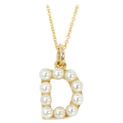 14K Gold and Pearl Initial Letter 'D' Necklace
