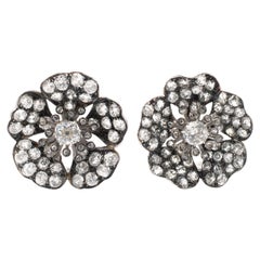 Diamond and Gold Flower Earclips
