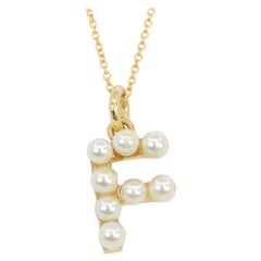 14K Gold and Pearl Initial Letter 'F' Necklace