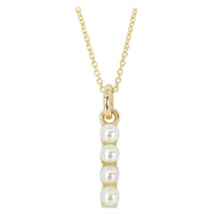 14K Gold and Pearl Initial Letter 'I' Necklace