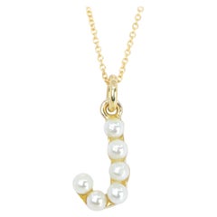 14K Gold and Pearl Initial Letter 'J' Necklace