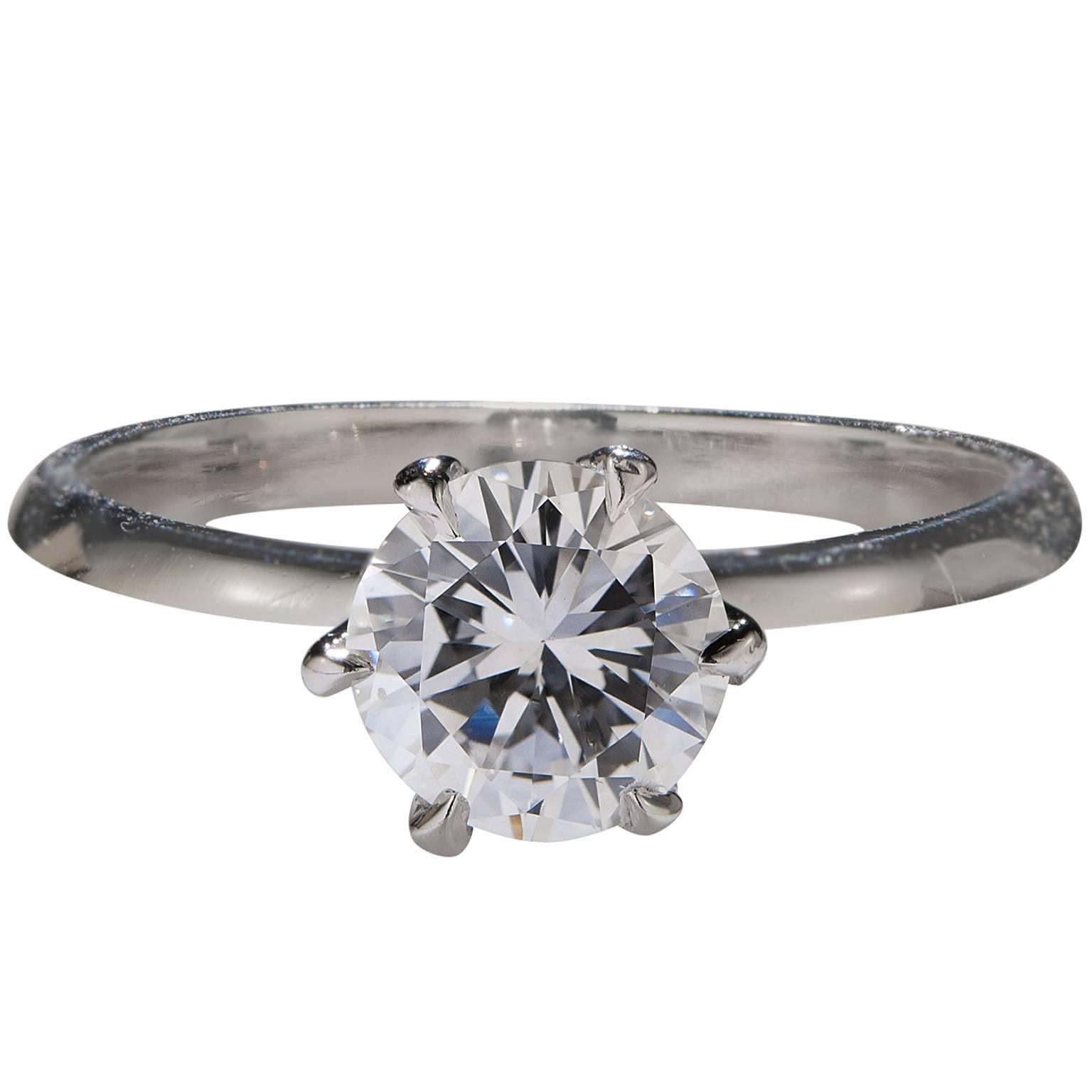 .91 Carat Diamond Platinum Solitaire Ring For Sale