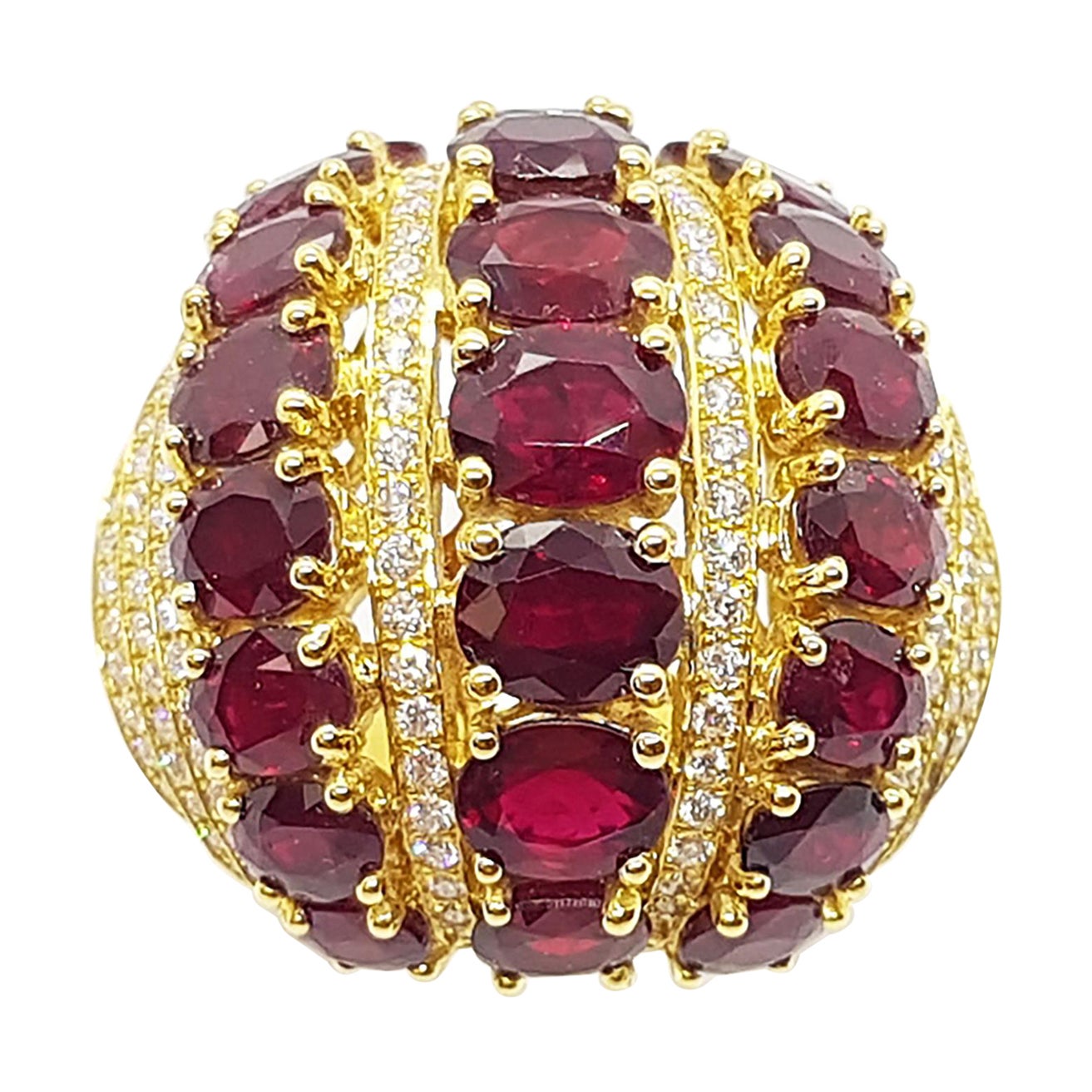 Ruby with Diamond Ring set in 18 Karat Gold Settings For Sale