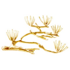 Yellow Gold Plated Sterling Silver Sculptural Brooch by Artist, Feat. in Vogue