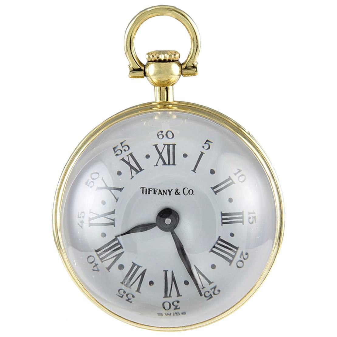 Tiffany & Co. Crystal Gold Clock Pendant