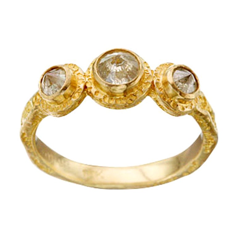 For Sale:  Steven Battelle 0.8 Carats Triple Champagne Diamond 18K Gold Ring