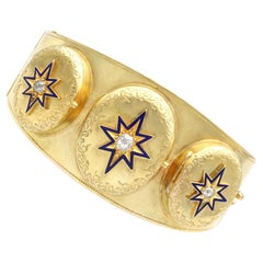 Antique Diamond and Yellow Gold Triple-Locket Bangle, Circa 1880