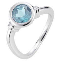 Anillo de compromiso Manfredi de oro blanco con aguamarina de 0,95 quilates