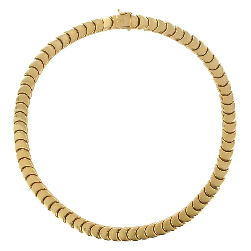 1960s Retro 18 Karat Yellow Gold Articulated Scale Necklace