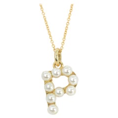 14K Gold and Pearl Initial Letter 'P' Necklace