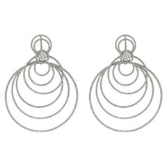 18kt White Gold with 6.7ct Diamonds & Brilliant Cut, Moving Dangle Earrings
