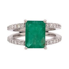 Natural Emerald Diamond Ring 14k Gold 2.85 TCW Certified