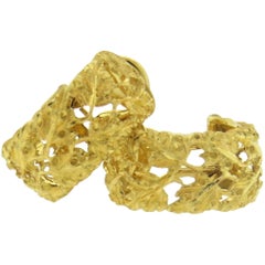 Buccellati Gold Leaf Motif Hoop Earrings