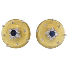 Buccellati Sapphire Gold Button Earrings 7
