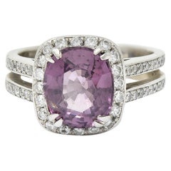 Vintage 4.74 Carats No Heat Spinel Diamond Platinum Cocktail Ring GIA
