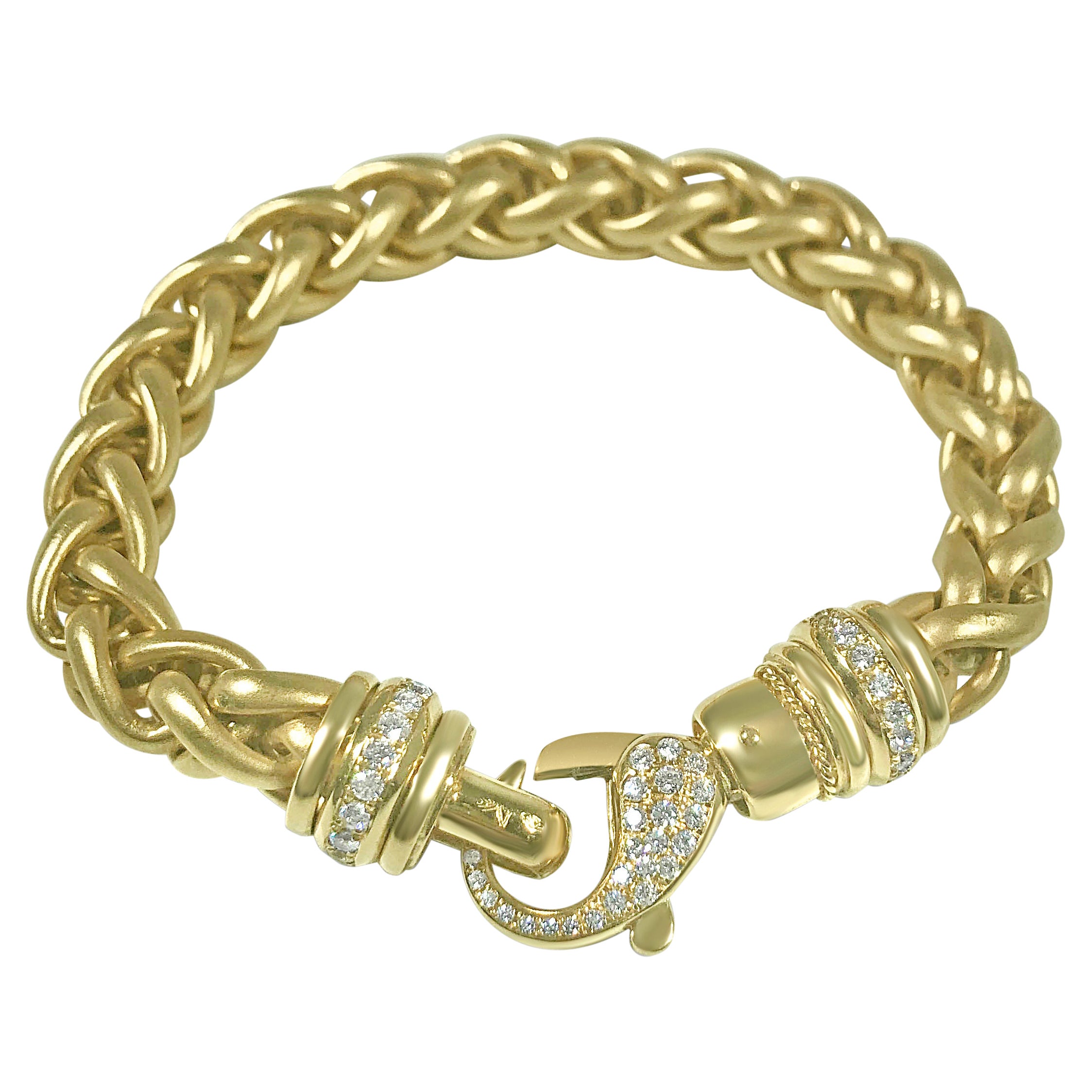 Matthia's & Claire Etrusca Bracelet en or jaune 18 carats avec fermoir mousqueton en diamants