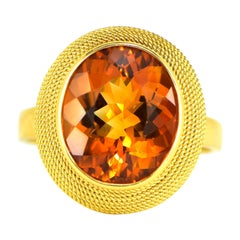18 Karat Yellow Gold Citrine Braided Fashion Ring