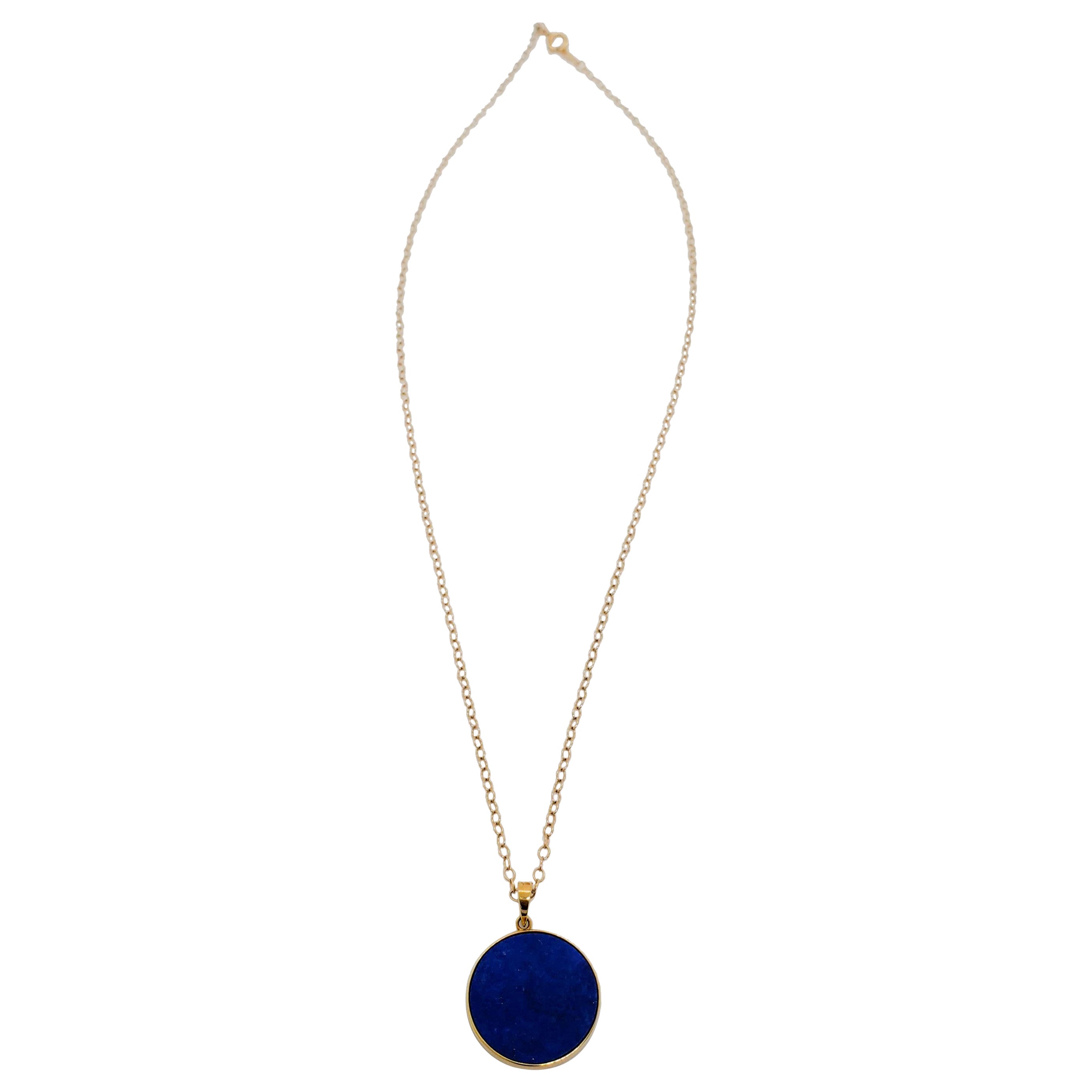  Lapis Lazuli Necklace in 14k Yellow Gold For Sale