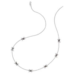 Wendy Brandes Barbed Wire Motif Satin-Finish Platinum Necklace With Diamonds