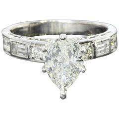 Pear Shaped Diamond Gold Engagement Ring