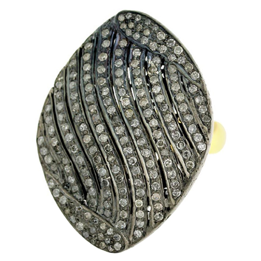 Pave Diamond Ring in Gold and Silver For Sale