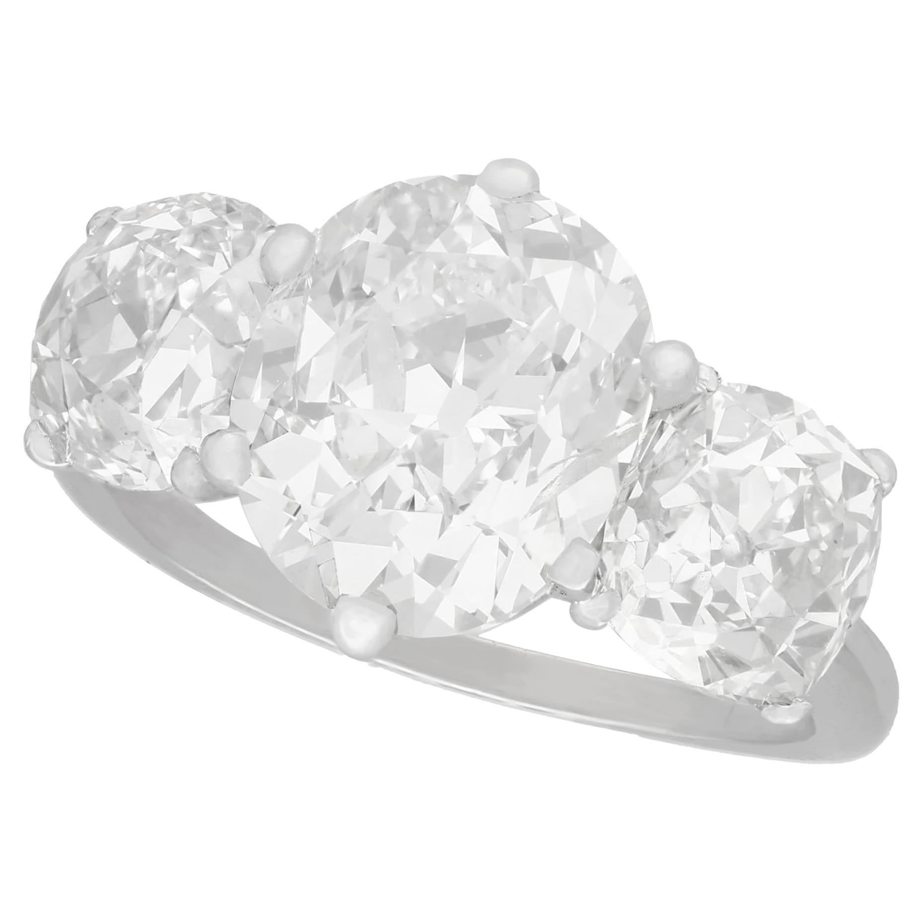 Vintage 6.52 Carat Diamond and White Gold Trilogy Ring For Sale