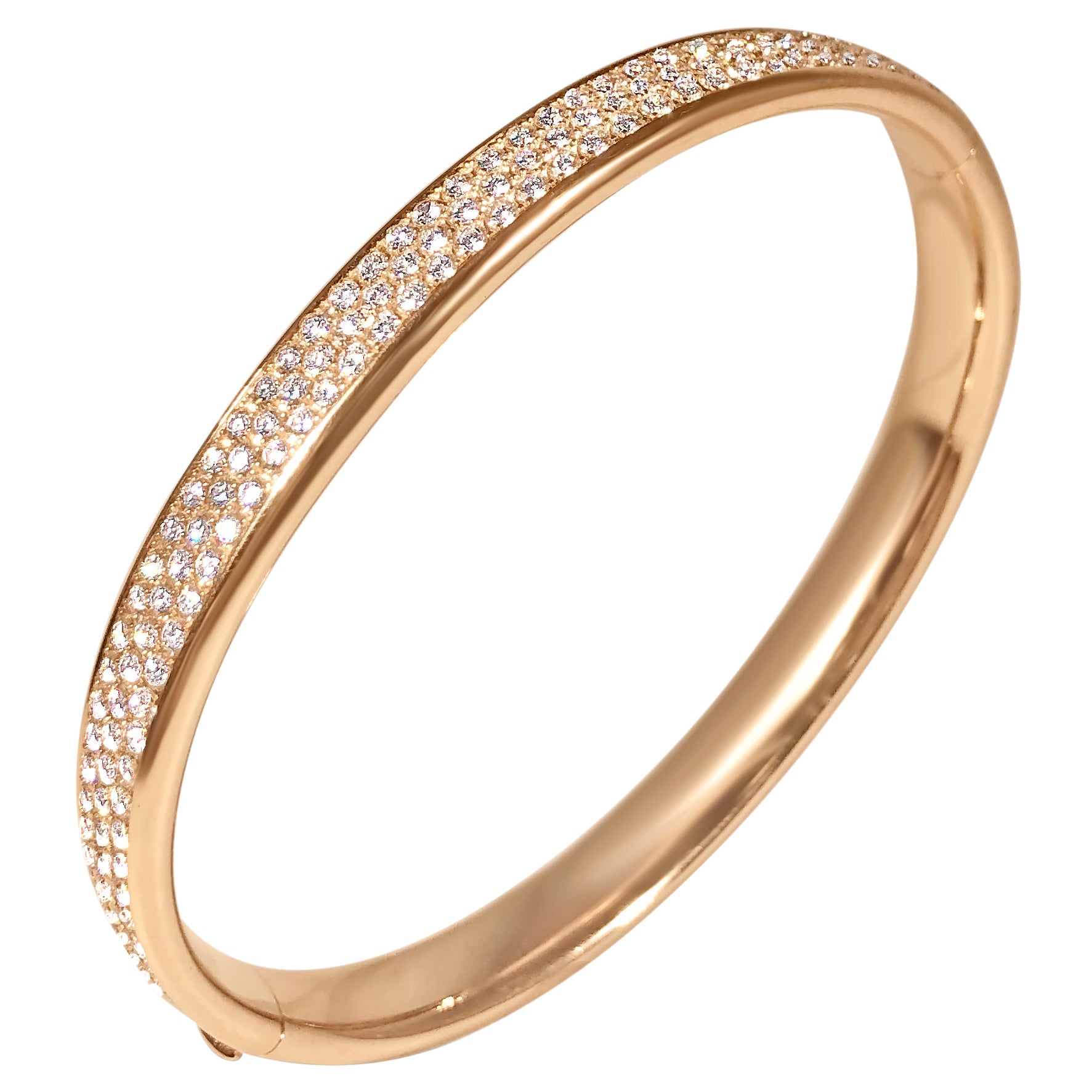 Matthia's & Claire 18k Rose Gold and Diamond Cuff Bangle Bracelet For Sale