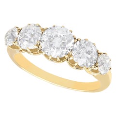 Antique 3.29 Carat Diamond and Yellow Gold Five Stone Ring