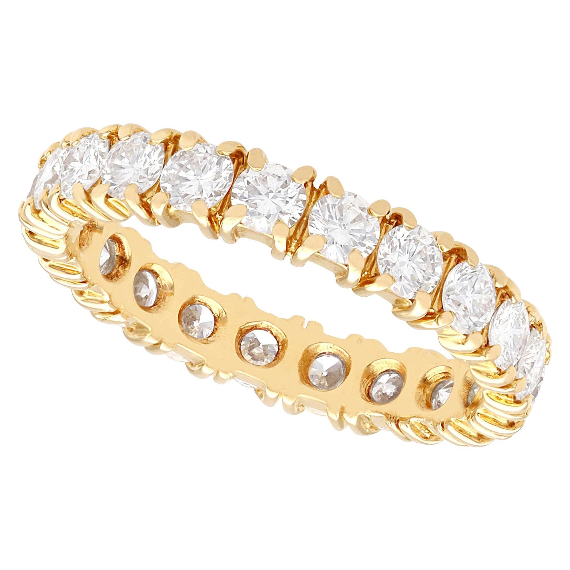 Vintage French 1.95 Carat Diamond and Yellow Gold Full Eternity Ring For Sale